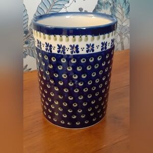 Boleslawiec Polish Pottery Theresa Beach Imports Utensil Holder, Crock, 7" Tall